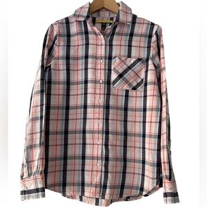 Prince & Fox plaid blue pink and red button-down shirt long sleeve, Sz M